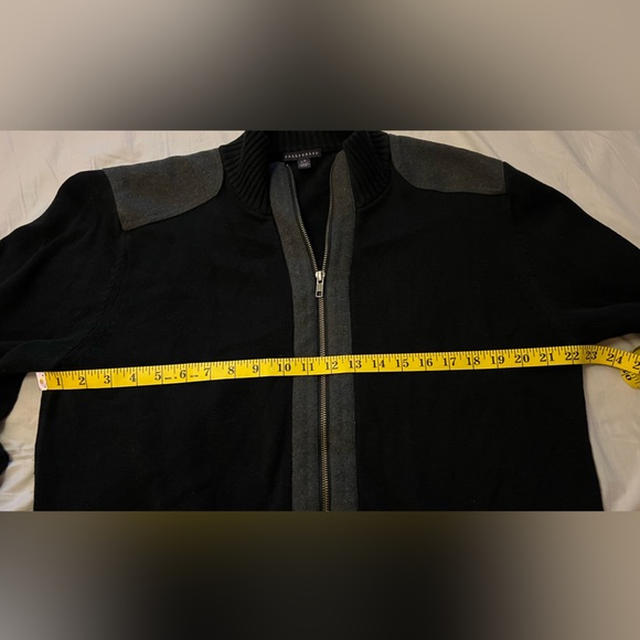 Paraphrase Black and Gray Full Zip Sweater with Knit Design - Picture 3 of 6